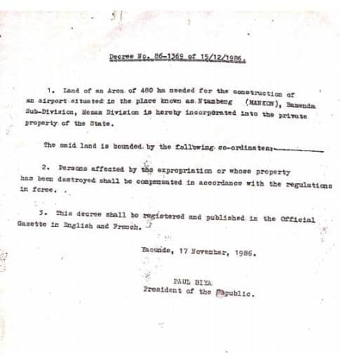 Setting Records Straight: Mankon, Not Bafut Ceded Land For Airport
